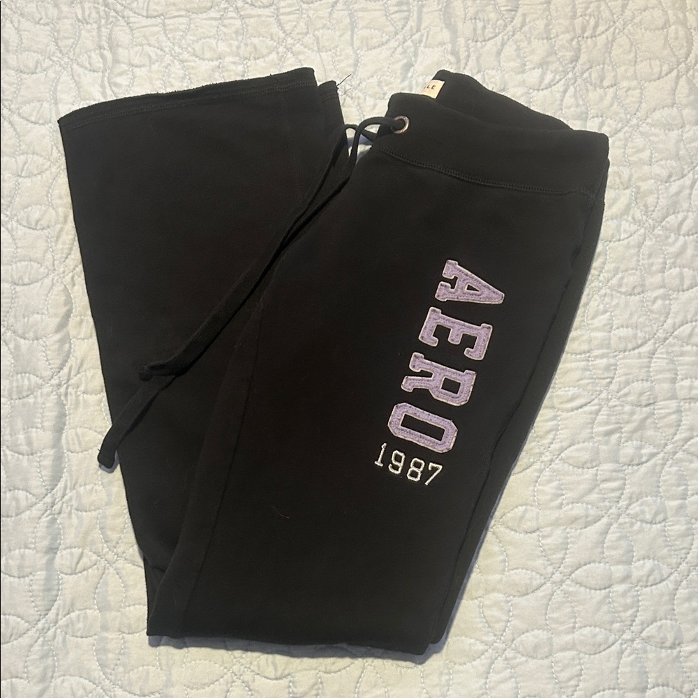Aeropostale Black Joggers with Purple Embroidery